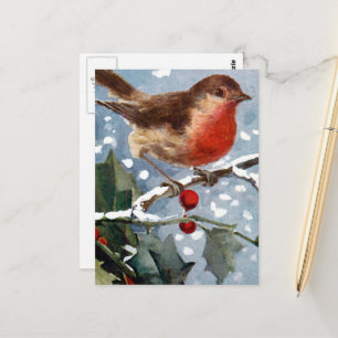 Vintage Winter Bird Postcard