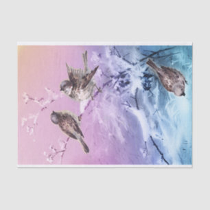 Vintage Winter Birds Shabby Chic Decoupage Tissue Paper