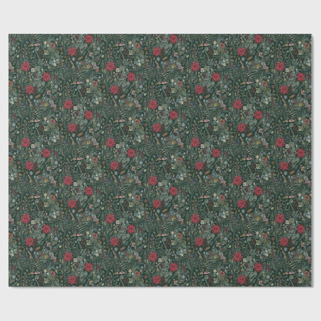 Vintage Winter Botanical Wrapping Paper (Flat)