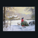 Vintage Winter Child Bringing Home The Tree Postcard<br><div class="desc">Vintage Winter Child Bringing Home The Tree</div>