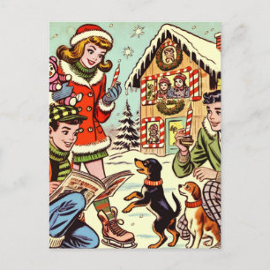 Vintage Winter Chistmas Comics Postcard