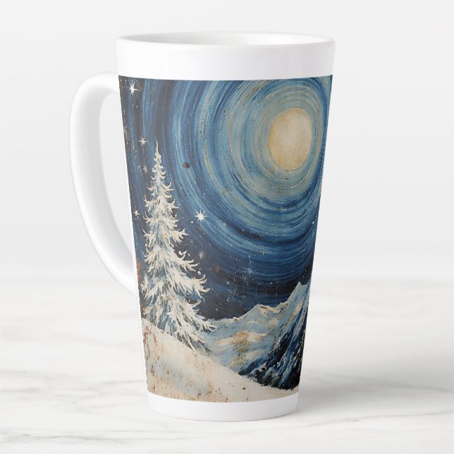 Vintage Winter Christmas Escape Latte Mug (Left Angle)