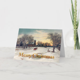 Vintage Winter Christmas Merry Christmas Holiday Card
