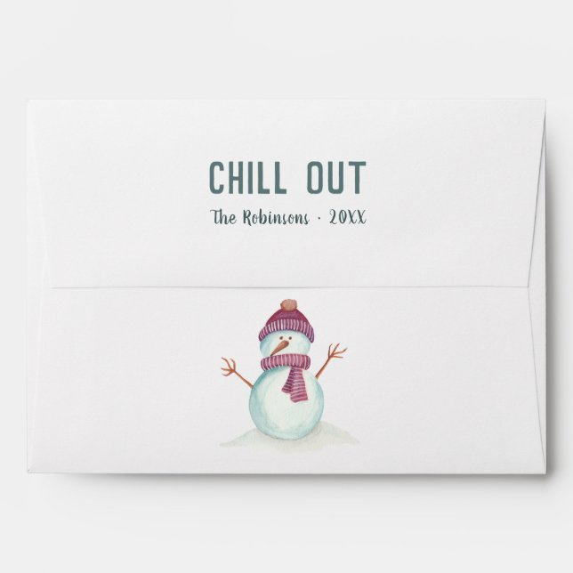 Vintage Winter Christmas Snowman Envelope (Back (Top Flap))