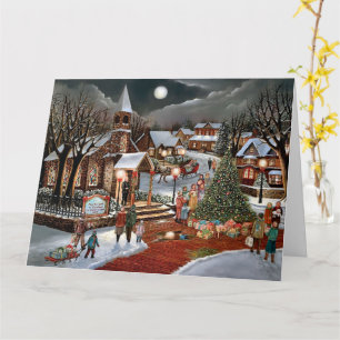 Vintage Winter Christmas snowy landscape Card