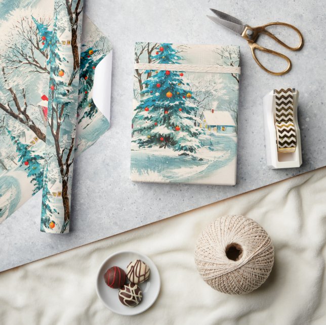 Vintage Winter Christmas Village Wrapping Paper (Crafts)