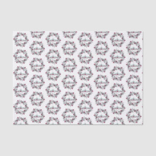 Vintage Winter Church Scene with Christmas Wreath Tissue Paper