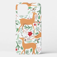 Vintage winter deer seamless pattern. Christmas ba