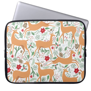 Vintage winter deer seamless pattern. Christmas ba Laptop Sleeve
