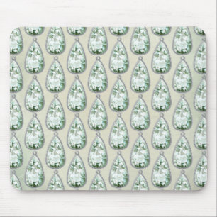 Vintage winter diamond teal rhinestones victorian mouse pad