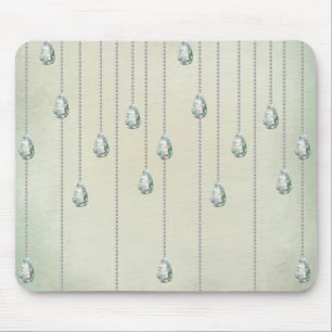 Vintage winter diamond teal rhinestones victorian mouse pad