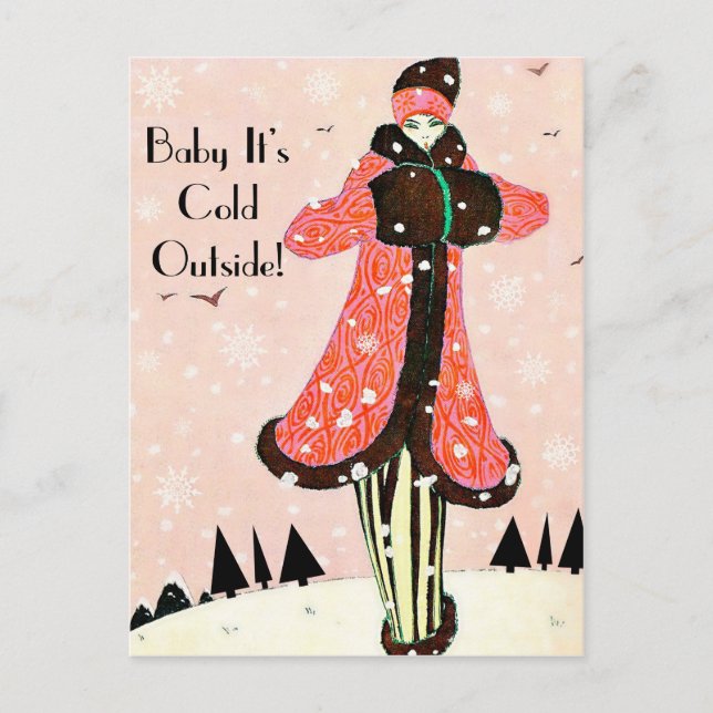 Vintage Winter Fashion Postcard (Front)