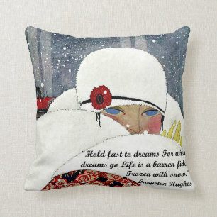 Vintage Winter Fashion Throw Pillow