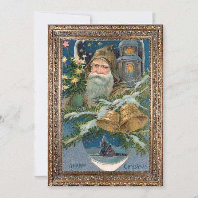 Vintage Winter Father Christmas Holiday Card (Front)