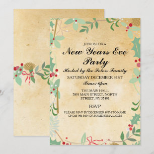 Vintage Winter Foliage New Years Day Eve Invite