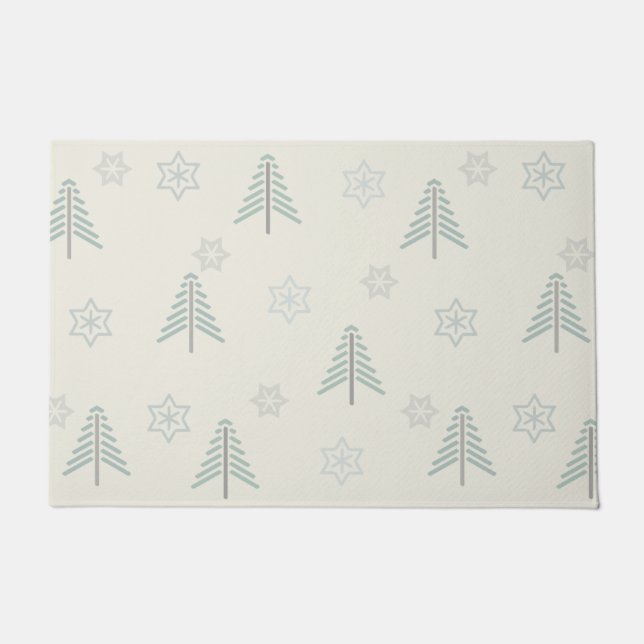 Vintage Winter Forest Pattern Light Doormat (Front)