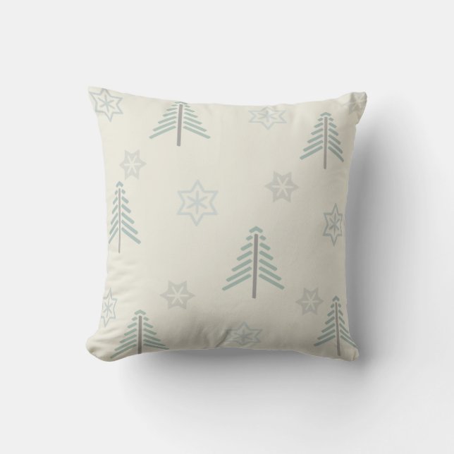 Vintage Winter Forest Pattern Light Throw Pillow (Front)