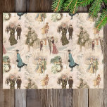 Vintage Winter Fun Snow Scenes Tissue Paper<br><div class="desc">Nostalgic and rustic seamless pattern featuring scenes with Victorian families ice skating,  sledding,  and enjoying winter fun in the snow in warm sepia colours.</div>