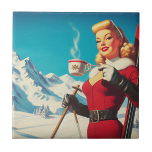 Vintage Winter Girl Tile