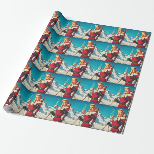 Vintage Winter Girl Wrapping Paper (Unrolled)