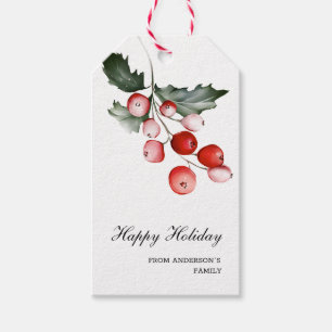 Vintage Winter Holly Holiday Gift Tag