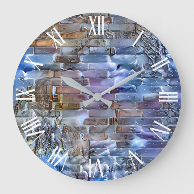Vintage Winter Modern Art Collection Large Clock (Front)