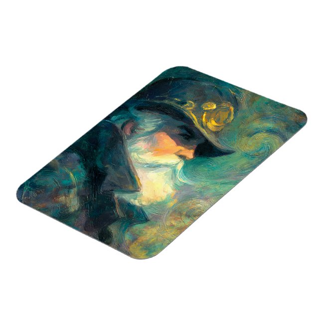 Vintage Winter Old Man Portrait Magnet (Left Side)