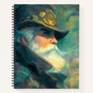 Vintage Winter Old Man Portrait Notebook