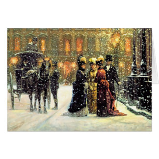 Vintage Winter Parisian Scene Christmas Card