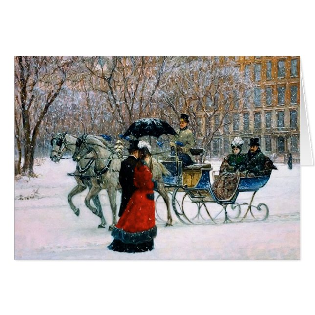 Vintage Winter Parisian Scene Christmas Cards (Front Horizontal)