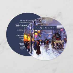 Vintage Winter Parisian Scene Holiday Party  Invitation