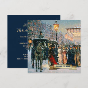 Vintage Winter Parisian Scene Holiday Party Invitation