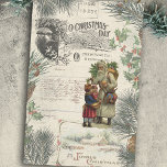 Vintage Winter Pine Father Christmas Ephemera  Tissue Paper<br><div class="desc">Nostalgic and rustic holiday ephemera featuring old world Father Christmas,  winter pine and holly,  engraved typography,  postal element,  handwriting and winter landscape on sepia background. Suitable for decoupage or crafting projects.</div>