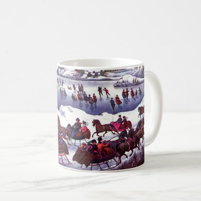 Vintage Winter Scene Christmas Gift Coffee Mug (Front Right)