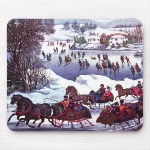 Vintage Winter Scene Christmas Gift Mousepad