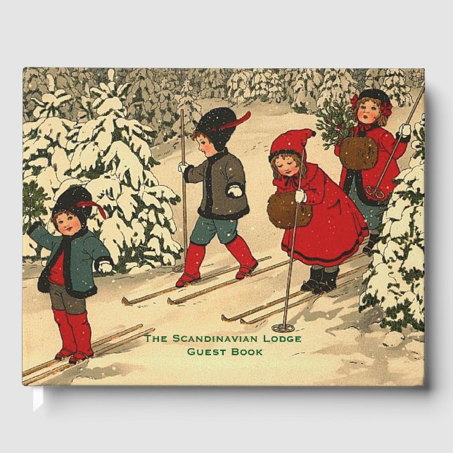 Vintage Winter scene Guest Book (Front)