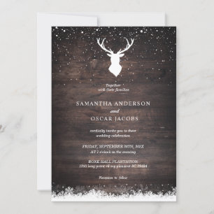 Vintage Winter Simple Deer & Snowflaks Invitation