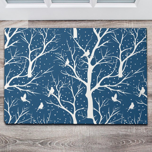 Vintage Winter Sky White Birds Snowflakes Doormat (Creator Uploaded)
