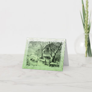 Vintage Winter Snow and Santa's Sleigh Card