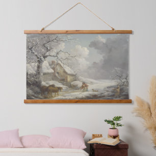 Vintage Winter Snow Repro Landscape Hanging Tapestry