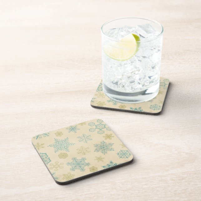 Vintage winter snowflake cute rustic  coaster (Right Side)