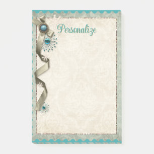 Vintage Winter snowflake ribbon and damask Post-i Post-it Notes