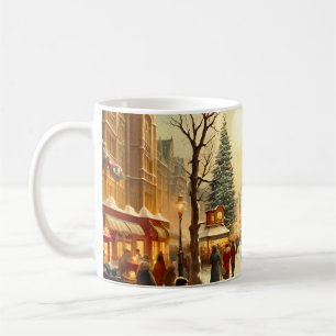 Vintage Winter Snowy Christmas Market Town Coffee Mug