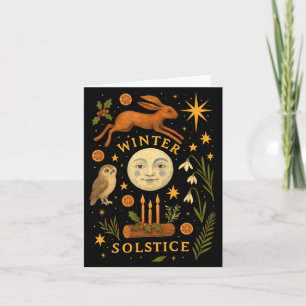 Vintage Winter Solstice Mystical Moon Pagan Yule C Card