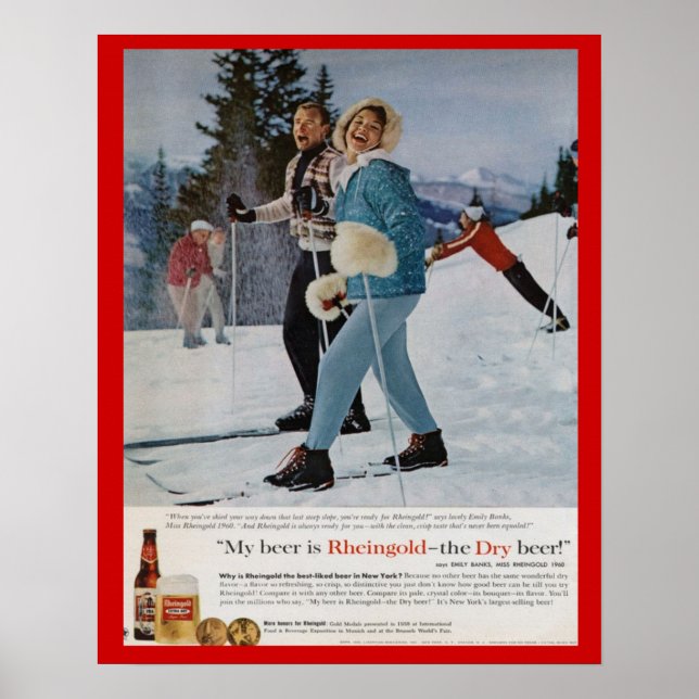 Vintage winter sports Rheingold beer Poster (Front)