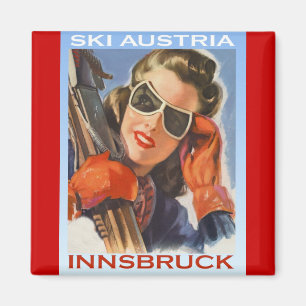 Vintage winter sports, Ski Austria, Innsbruck Magnet