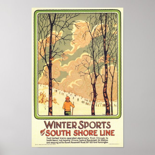 Vintage Winter Sports Travel Poster (Front)