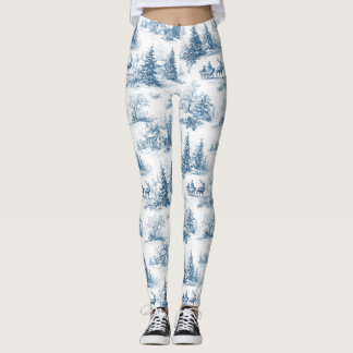 Vintage Winter Toile de Jouy - Classic Christmas Leggings