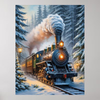 Vintage Winter Train Scenic Artwork
