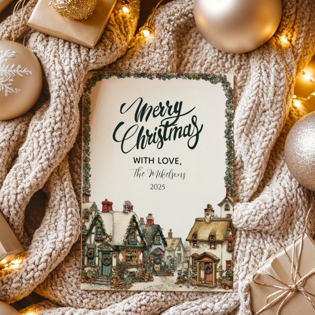 Vintage Winter Village Christmas Holiday Card (Creator Uploaded)